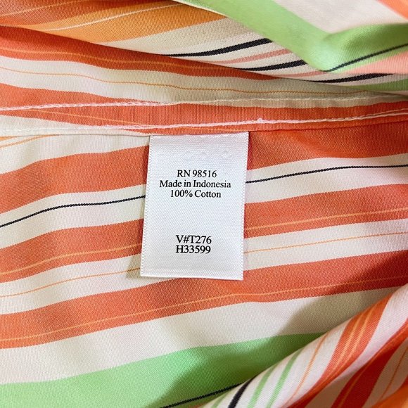 Coldwater Creek Women's Petite Sz XL Button-up Top Orange, Pink & Green Stripes - Picture 5 of 11